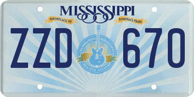 MS license plate ZZD670