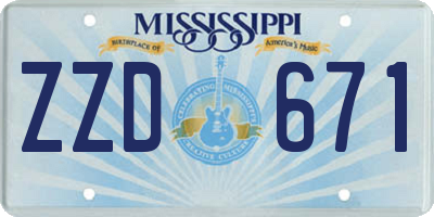 MS license plate ZZD671