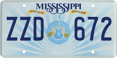 MS license plate ZZD672