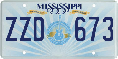MS license plate ZZD673