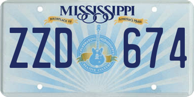 MS license plate ZZD674