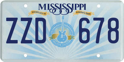 MS license plate ZZD678