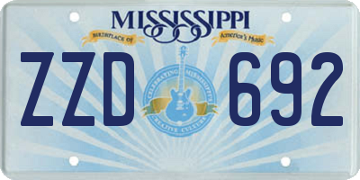 MS license plate ZZD692