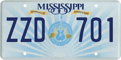 MS license plate ZZD701