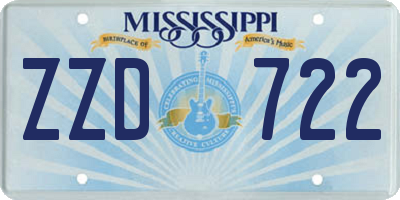 MS license plate ZZD722