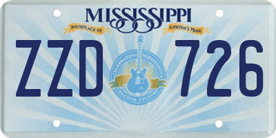 MS license plate ZZD726