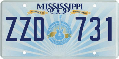 MS license plate ZZD731