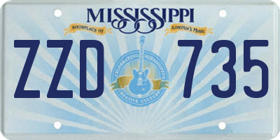 MS license plate ZZD735