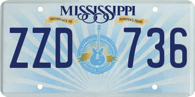 MS license plate ZZD736