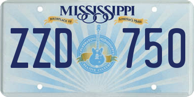 MS license plate ZZD750