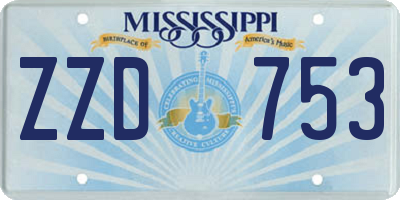 MS license plate ZZD753