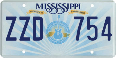 MS license plate ZZD754