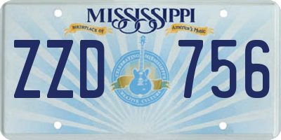 MS license plate ZZD756