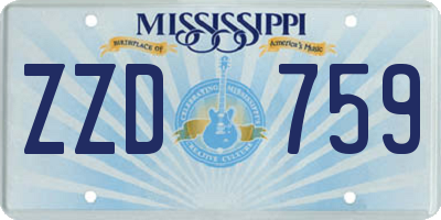 MS license plate ZZD759