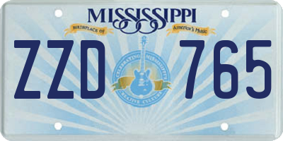 MS license plate ZZD765