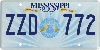 MS license plate ZZD772