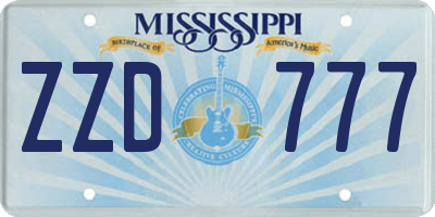 MS license plate ZZD777