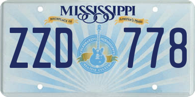 MS license plate ZZD778