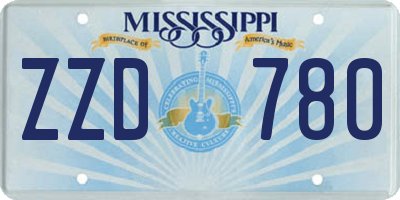 MS license plate ZZD780