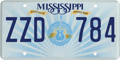 MS license plate ZZD784