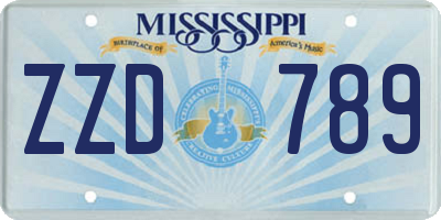 MS license plate ZZD789