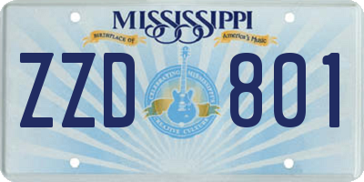 MS license plate ZZD801
