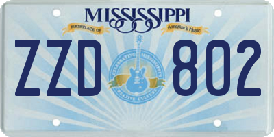 MS license plate ZZD802