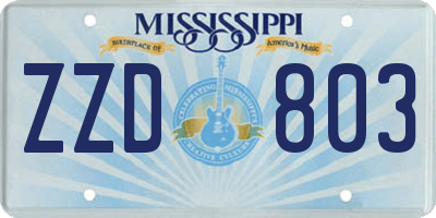 MS license plate ZZD803