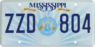 MS license plate ZZD804