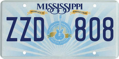 MS license plate ZZD808