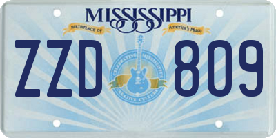 MS license plate ZZD809