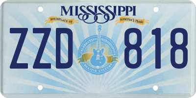 MS license plate ZZD818