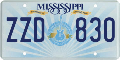 MS license plate ZZD830