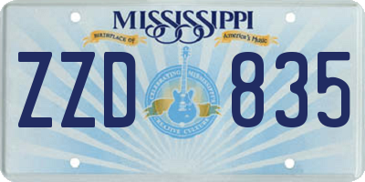 MS license plate ZZD835