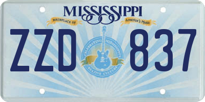 MS license plate ZZD837