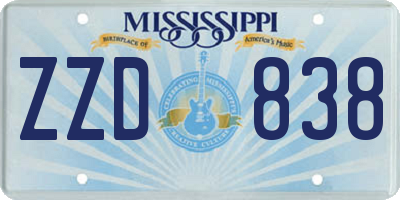 MS license plate ZZD838
