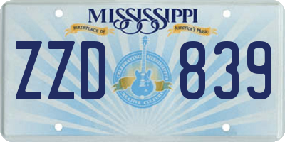 MS license plate ZZD839
