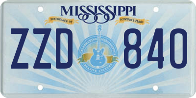 MS license plate ZZD840