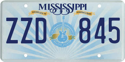 MS license plate ZZD845