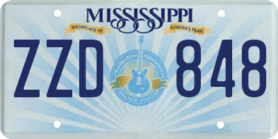 MS license plate ZZD848