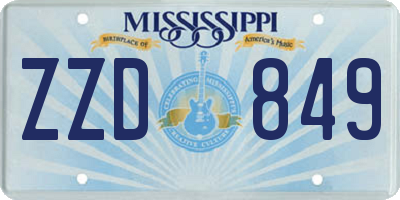 MS license plate ZZD849