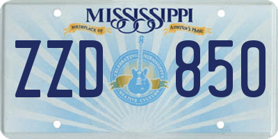 MS license plate ZZD850