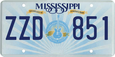 MS license plate ZZD851