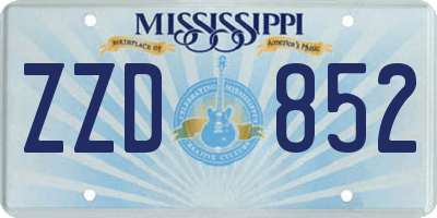 MS license plate ZZD852