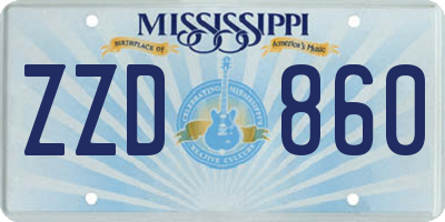 MS license plate ZZD860