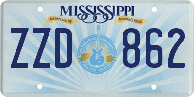 MS license plate ZZD862