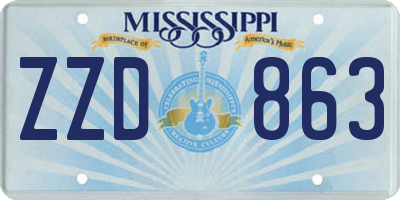 MS license plate ZZD863