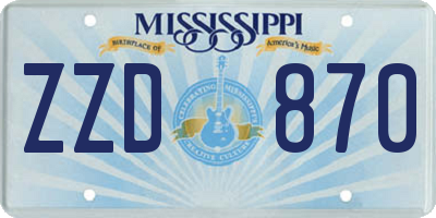 MS license plate ZZD870