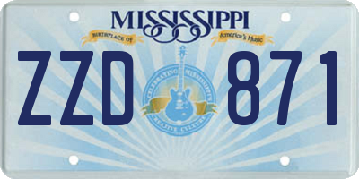 MS license plate ZZD871