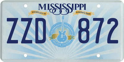 MS license plate ZZD872